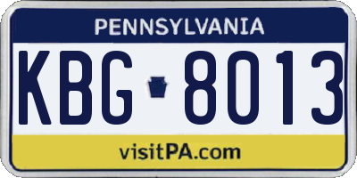 PA license plate KBG8013