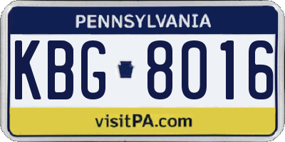 PA license plate KBG8016