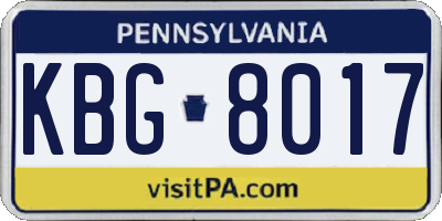 PA license plate KBG8017