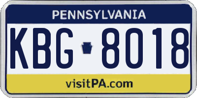 PA license plate KBG8018
