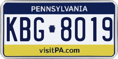 PA license plate KBG8019
