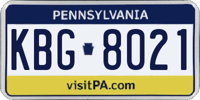 PA license plate KBG8021