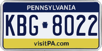 PA license plate KBG8022