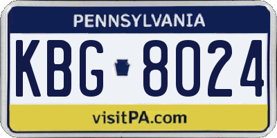 PA license plate KBG8024