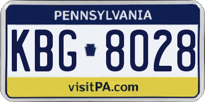 PA license plate KBG8028