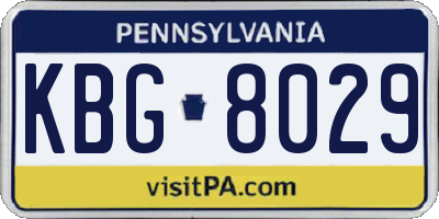 PA license plate KBG8029
