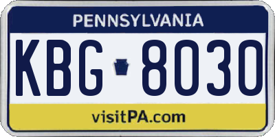 PA license plate KBG8030