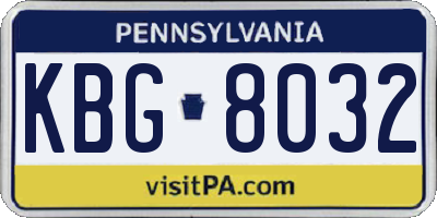 PA license plate KBG8032