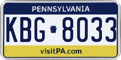 PA license plate KBG8033