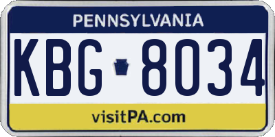 PA license plate KBG8034