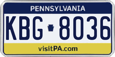 PA license plate KBG8036