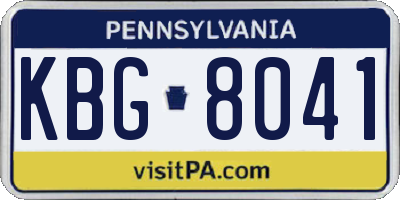 PA license plate KBG8041