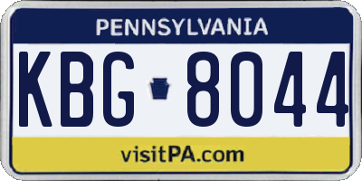 PA license plate KBG8044