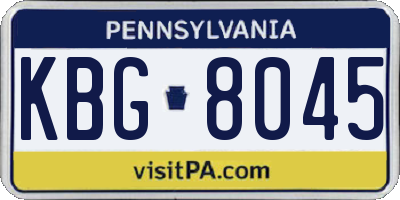 PA license plate KBG8045