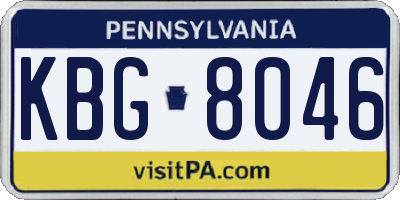 PA license plate KBG8046
