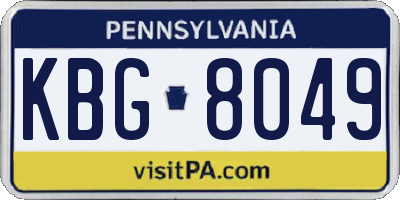 PA license plate KBG8049