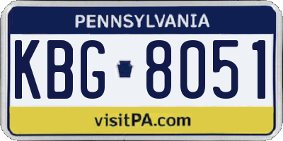 PA license plate KBG8051