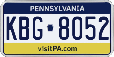 PA license plate KBG8052