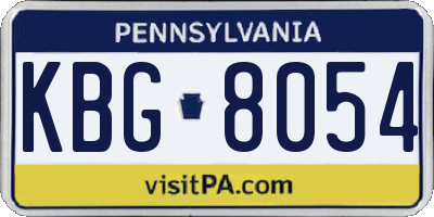 PA license plate KBG8054