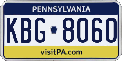 PA license plate KBG8060