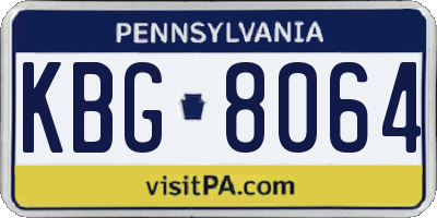 PA license plate KBG8064