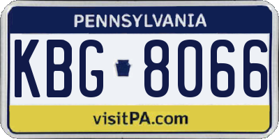 PA license plate KBG8066