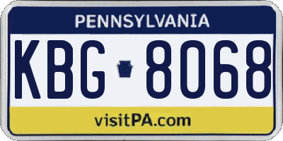PA license plate KBG8068
