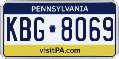 PA license plate KBG8069