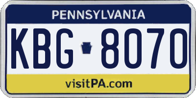 PA license plate KBG8070
