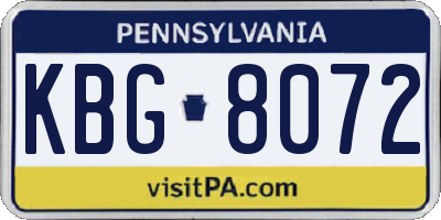 PA license plate KBG8072