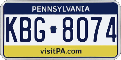 PA license plate KBG8074