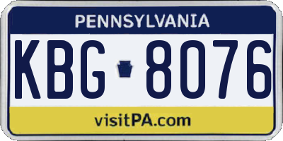 PA license plate KBG8076