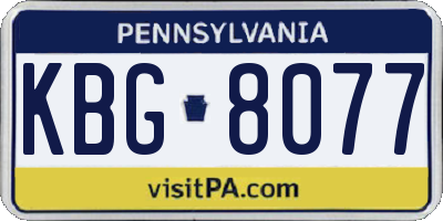 PA license plate KBG8077