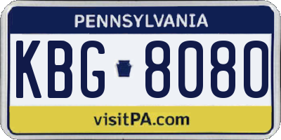 PA license plate KBG8080