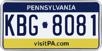 PA license plate KBG8081