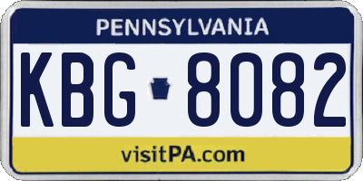 PA license plate KBG8082