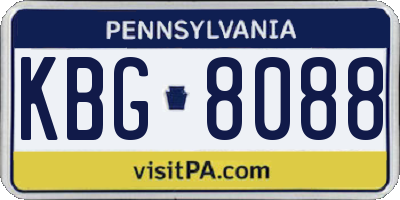 PA license plate KBG8088