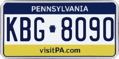 PA license plate KBG8090