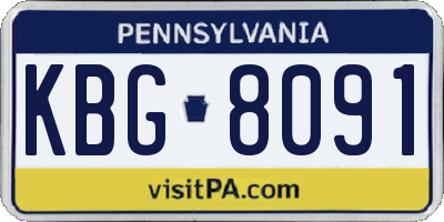 PA license plate KBG8091