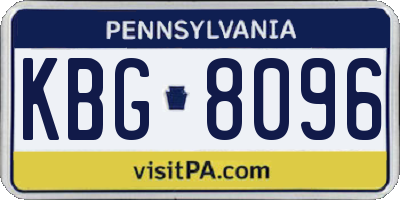 PA license plate KBG8096