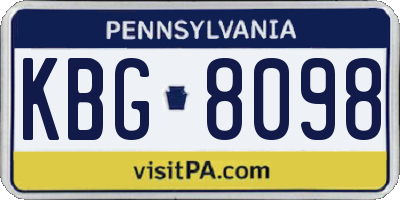 PA license plate KBG8098