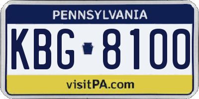 PA license plate KBG8100