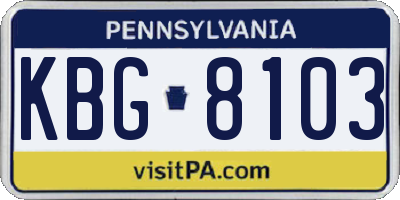 PA license plate KBG8103