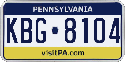 PA license plate KBG8104