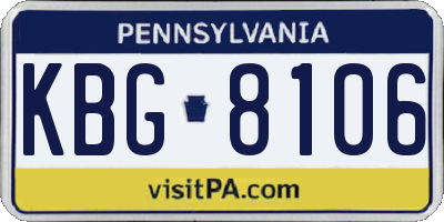 PA license plate KBG8106