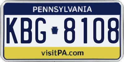 PA license plate KBG8108
