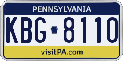 PA license plate KBG8110