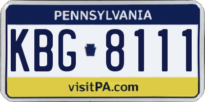 PA license plate KBG8111