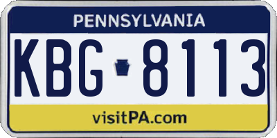 PA license plate KBG8113
