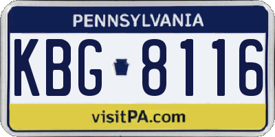 PA license plate KBG8116